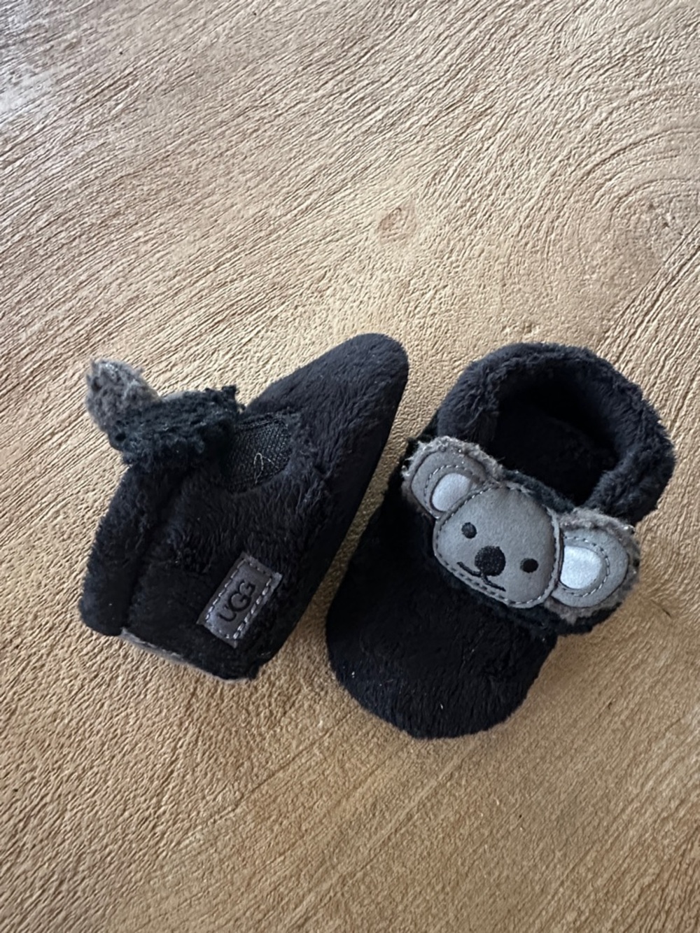 UGG Black Infant Koala Plush Booties